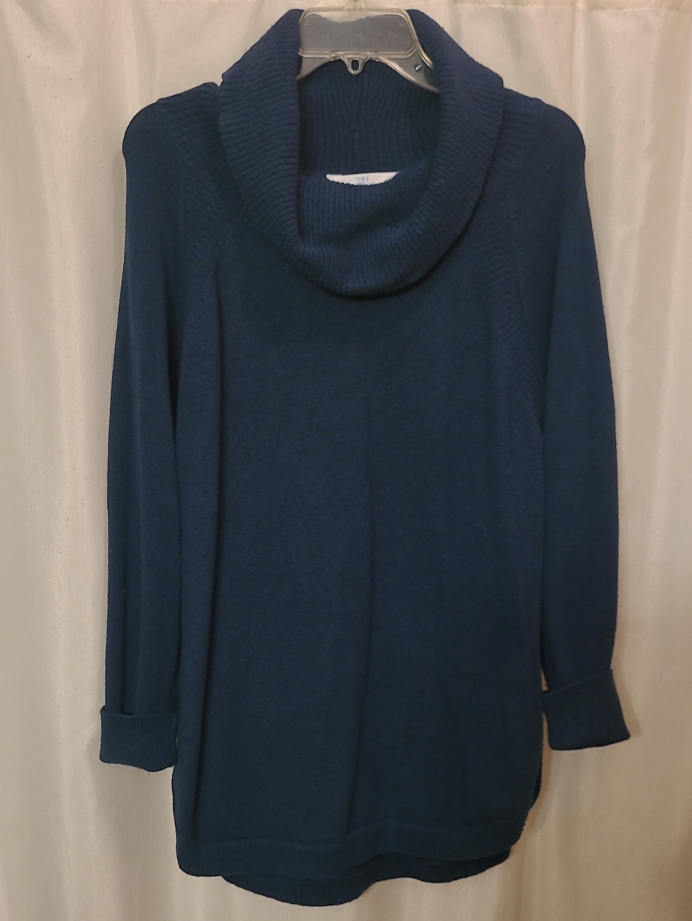Time and Tru Navy Ribbed Cowl Neck Sweater